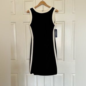 NWT Chaps Large Petite Black dress with White accents.  Very flattering fit.